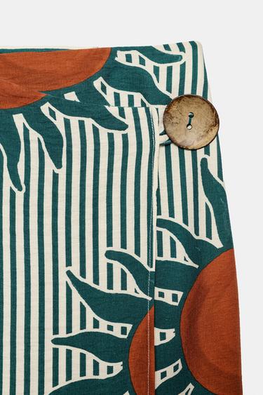 JUPE PARÉO MIDI IMPRIMÉE - Écru / Vert de Zara - Image 9