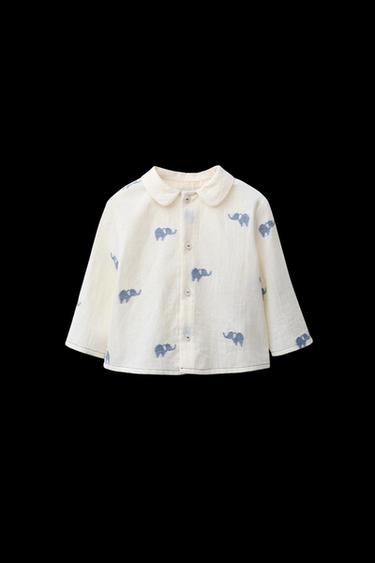 ELEPHANT JACQUARD SHIRT - Ecru / Blue by Zara - Image 0