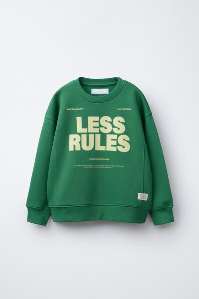 SWEATSHIRT AUS JERSEY MIT SCHRIFTZUG - Gr&uuml;n von Zara