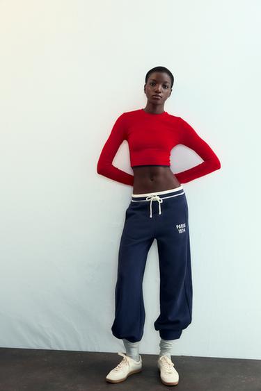 MOCK LAYER CROP T-SHIRT - Red by Zara