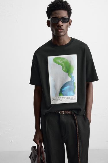 WATERCOLOUR PRINT T-SHIRT - Black by Zara