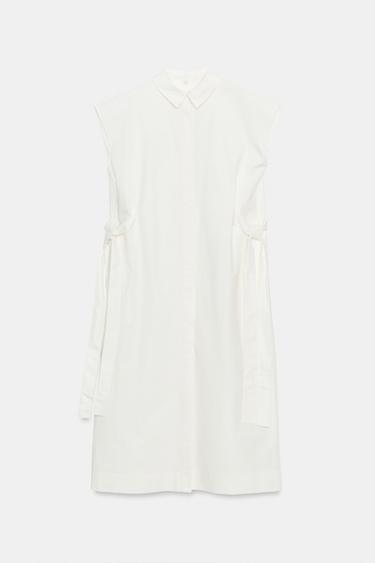 ZW COLLECTION SHIRT DRESS WITH TIES - White by Zara - Image 4