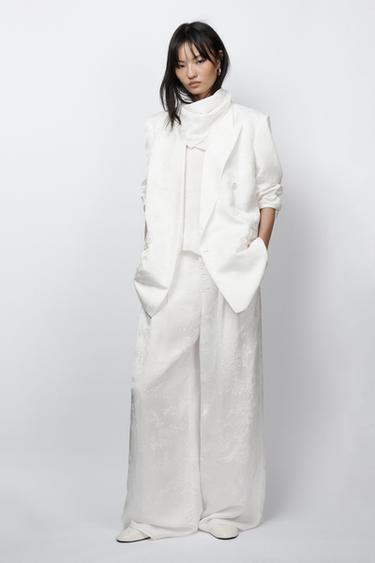 ZW COLLECTION LIMITED EDITION JACQUARD TROUSERS - White by Zara