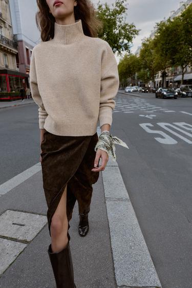 SOFT KNIT HIGH NECK JUMPER - Beige by Zara