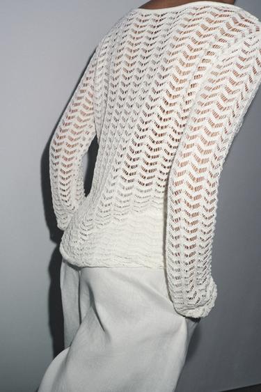 TEXTURED KNIT SWEATER - White by Zara - Image 2