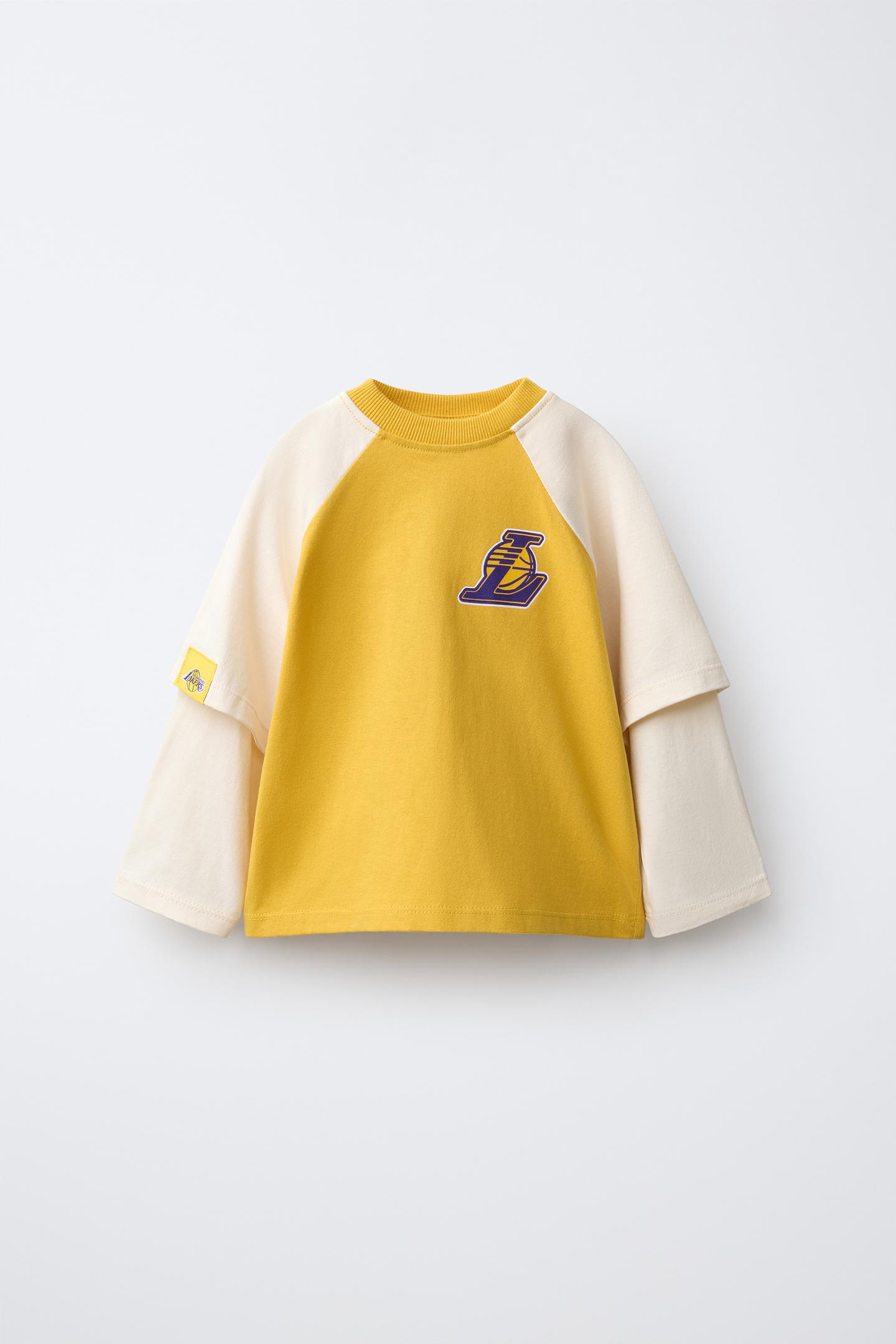 Детская футболка Zara NBA Los Angeles Lakers Double Sleeve, цвет: Жёлтый — фото 1