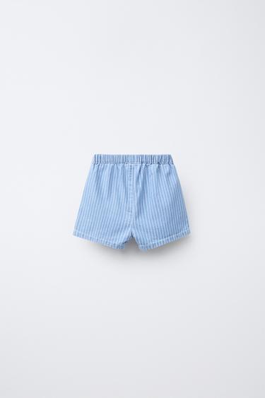BERMUDA EN JEAN RAYURES - Bleu de Zara - Image 1