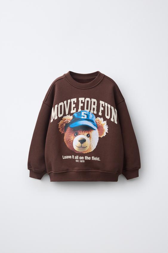 SUDADERA ESTAMPADO OSO - Marrón de Zara - Imagen 0