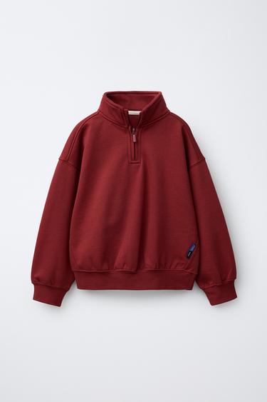 Zara BASIC ZIP-UP SWEATSHIRT - Red