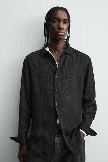 CHEMISE FLUIDE JACQUARD - Noir de Zara - Image 5