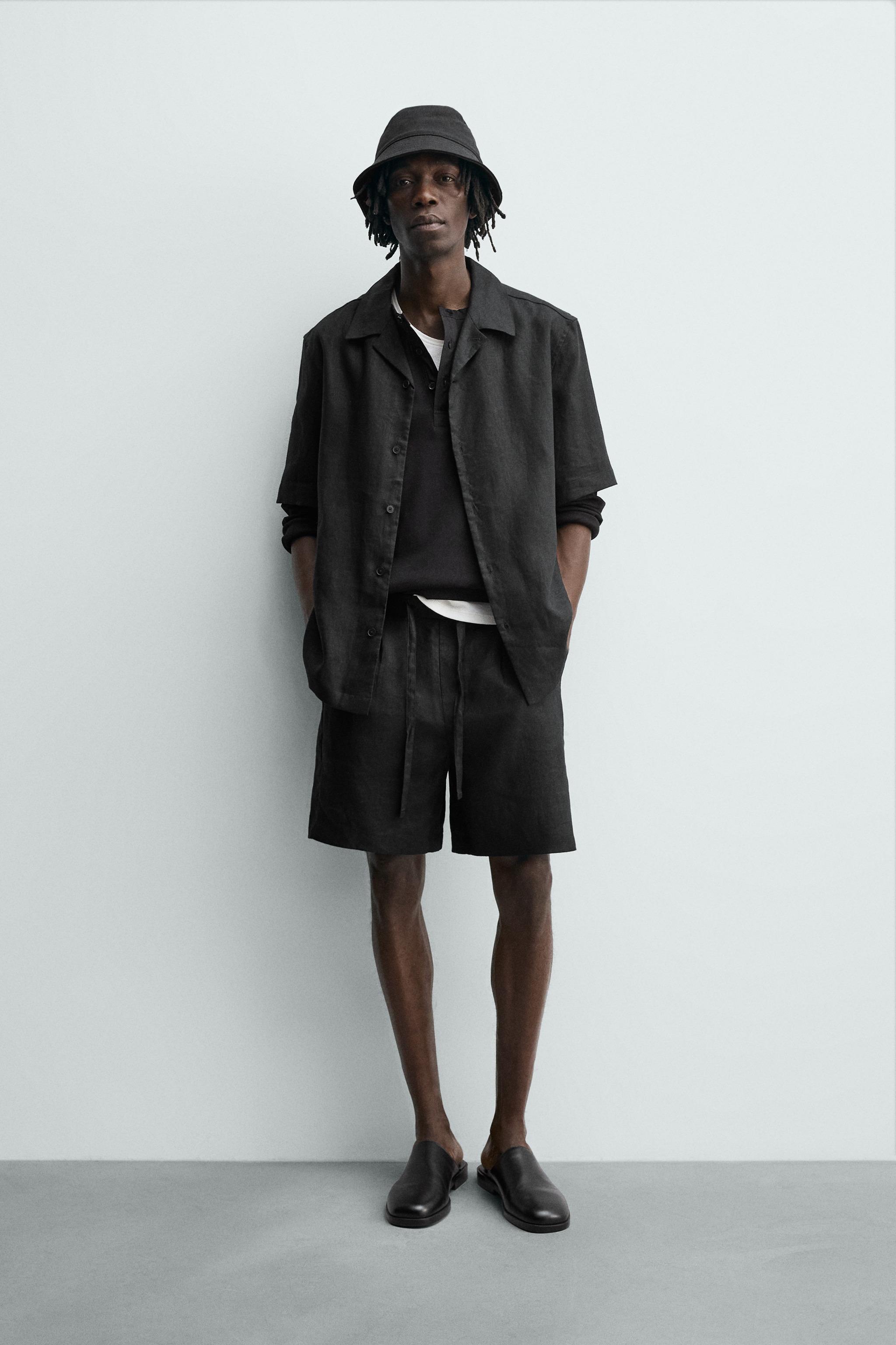 Мужские шорты Zara 100% LINEN RELAXED FIT SHORTS