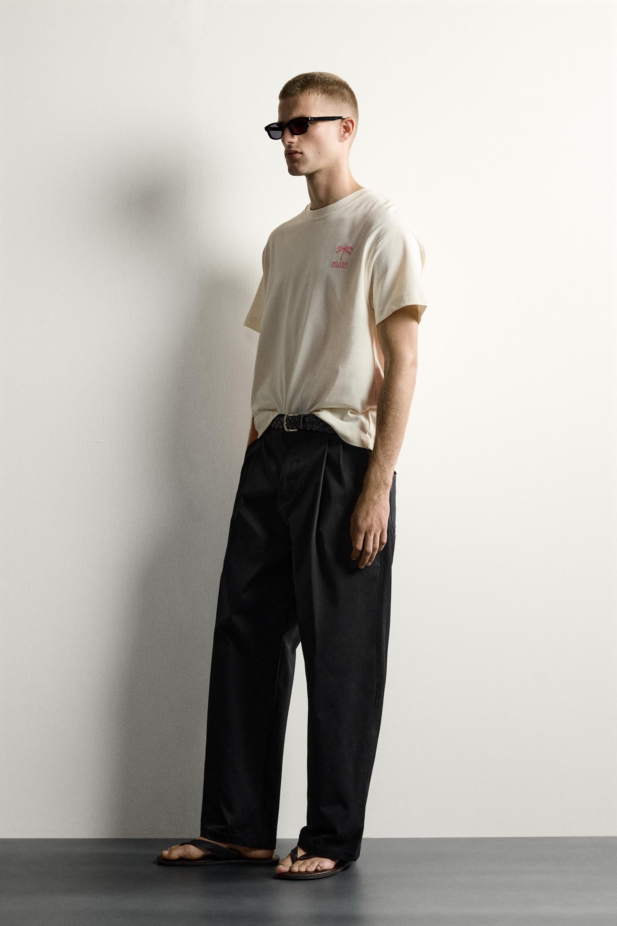 Мужские футболки Zara MIAMI PATCH RELAXED FIT T-SHIRT — фото 4