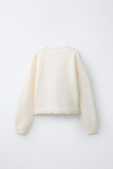 TEXTURED CARDIGAN - Light ecru by Zara - Image 1