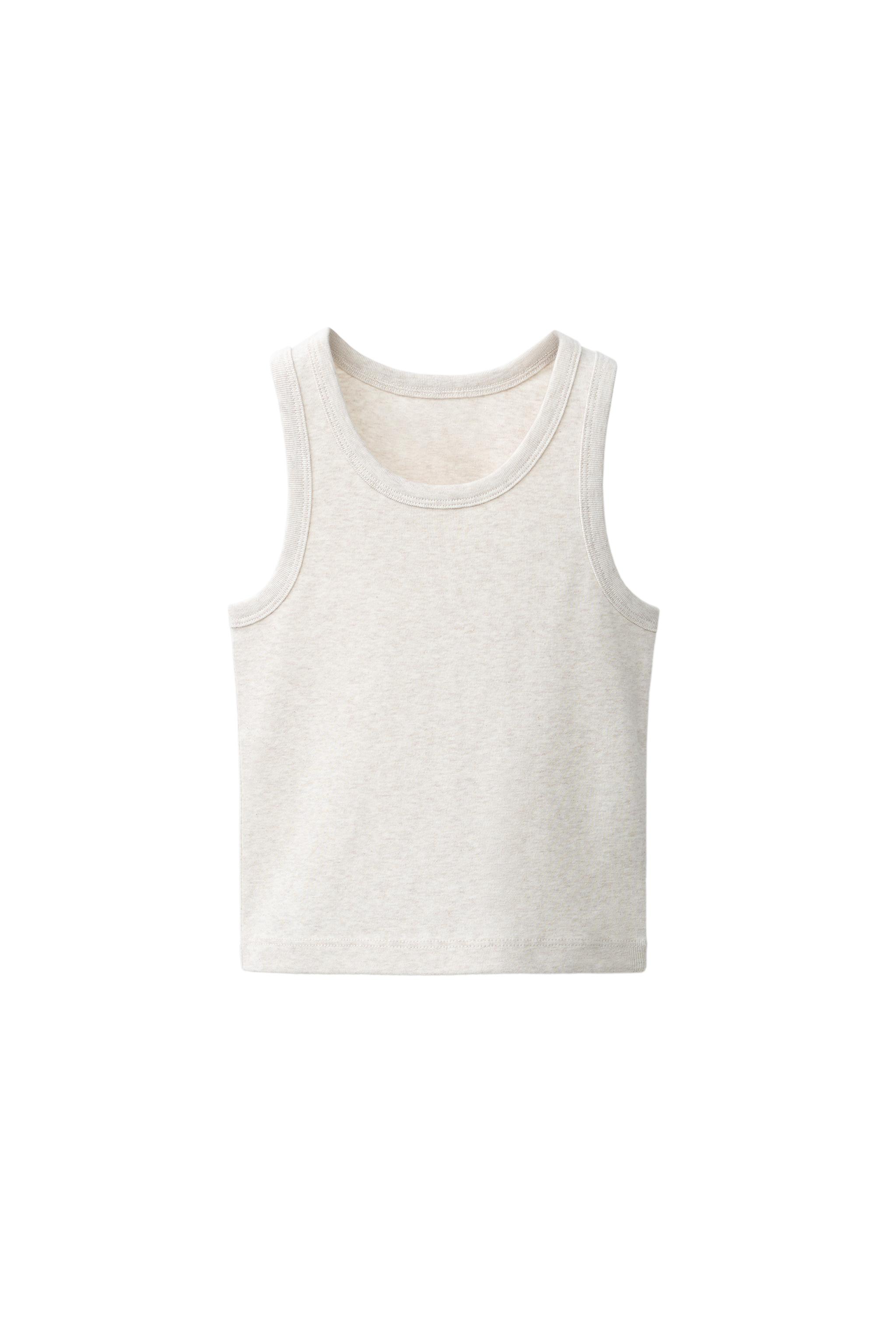 HEATHERED RIBBED TANK TOP — Sand / Marl