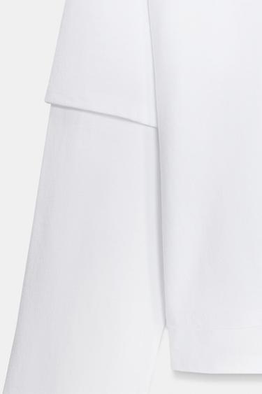 T-SHIRT EFFET DOUBLE MANCHES LONGUES - Blanc de Zara - Image 3