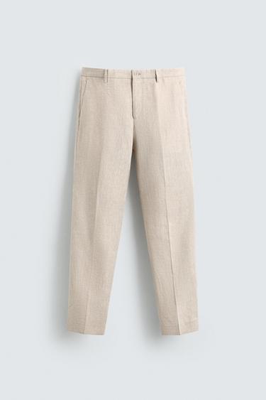 PANTALON DE COSTUME 100% LIN - Beige clair de Zara