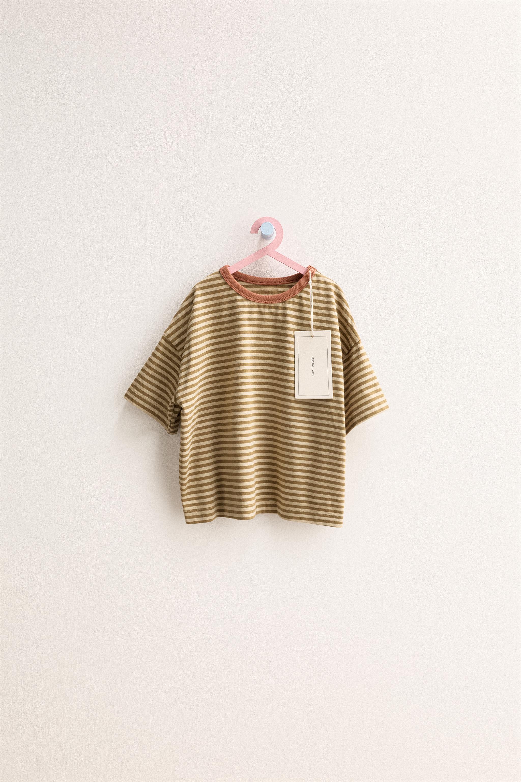 Zara timeless — футболка в полоску с контрастным воротником