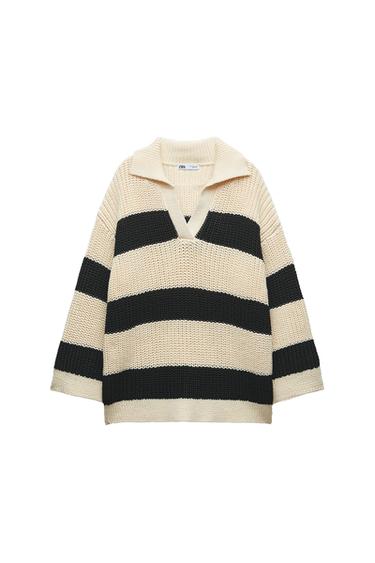 STRIPED OVERSIZE KNIT SWEATER
