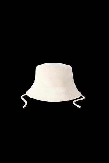 Zara FRAYED BUCKET HAT - Sand - Image 0