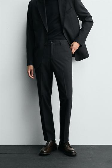 HERRINGBONE SUIT TROUSERS - Navy blue by Zara
