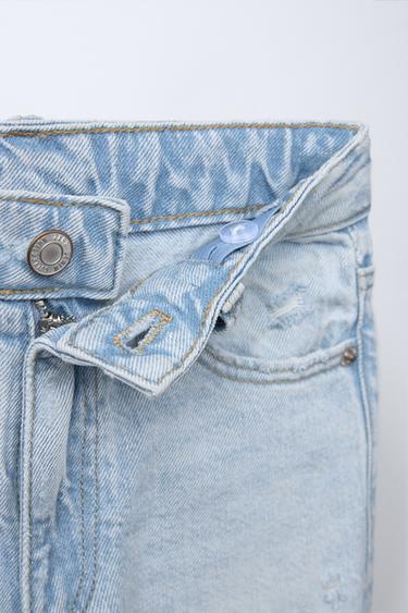 RIPPED WIDE LEG JEANS - Light blue by Zara - Image 3