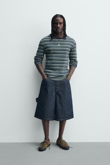 JORTS DENIM BOLSILLO BORDADO - Índigo de Zara