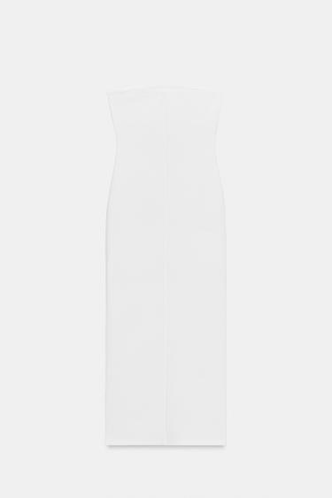ROBE MI-LONGUE AJOURÉE EN MAILLE STRETCH - Blanc de Zara - Image 6