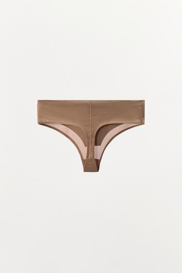 TANGA TAILLE LARGE AVEC POLYAMIDE - rose poudré de Zara - Image 2
