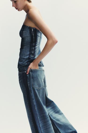 TRF DENIM BANDEAU TOP - Navy blue by Zara - Image 3