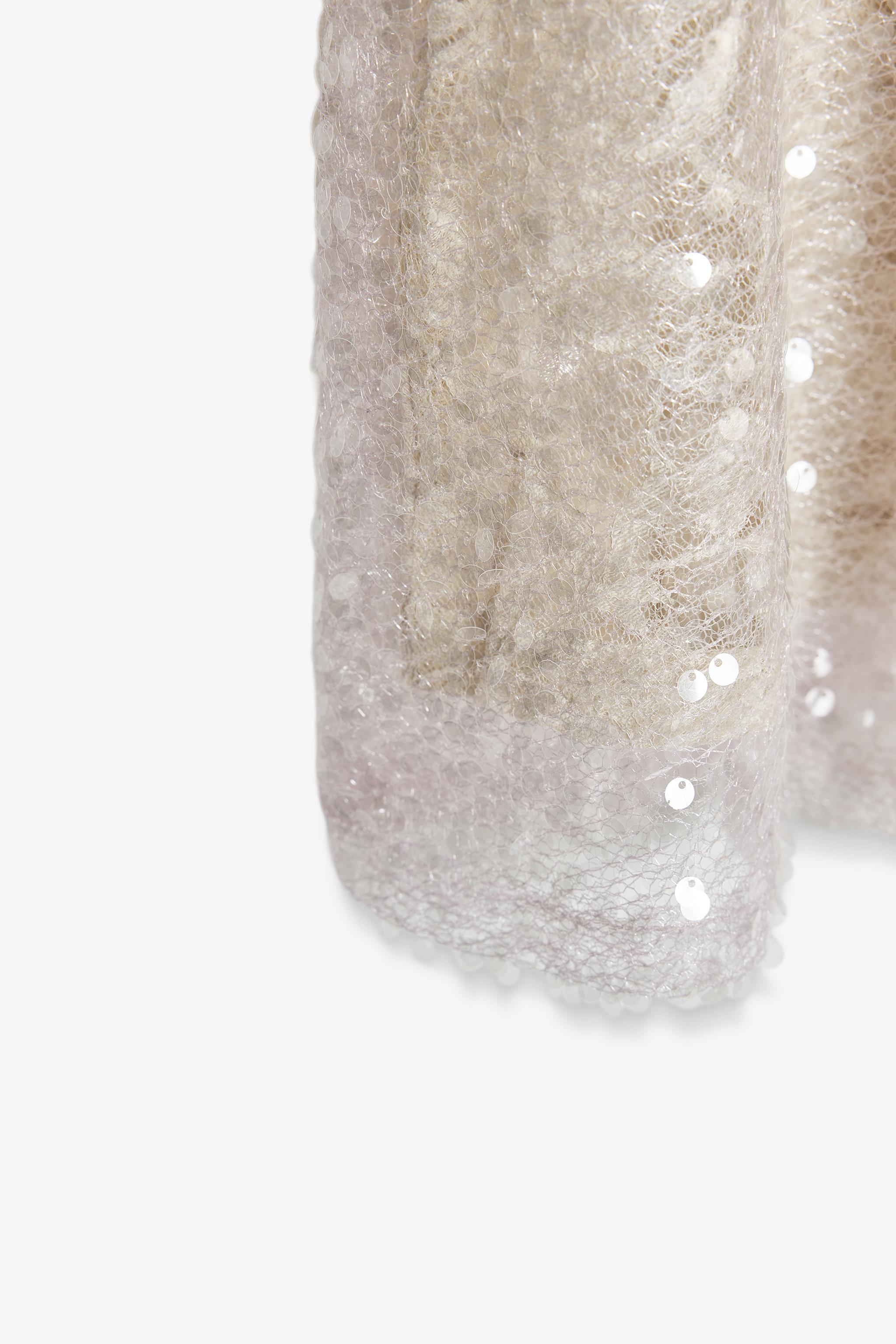 スパンコールニットミディスカート - チョークピンク | ZARA Japan / 日本