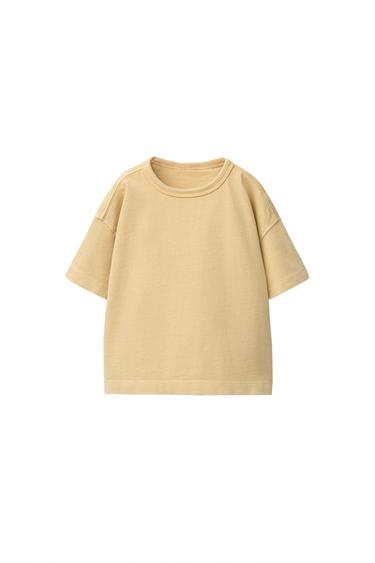 Zara PLAIN GARMENT DYE T-SHIRT - Ocher