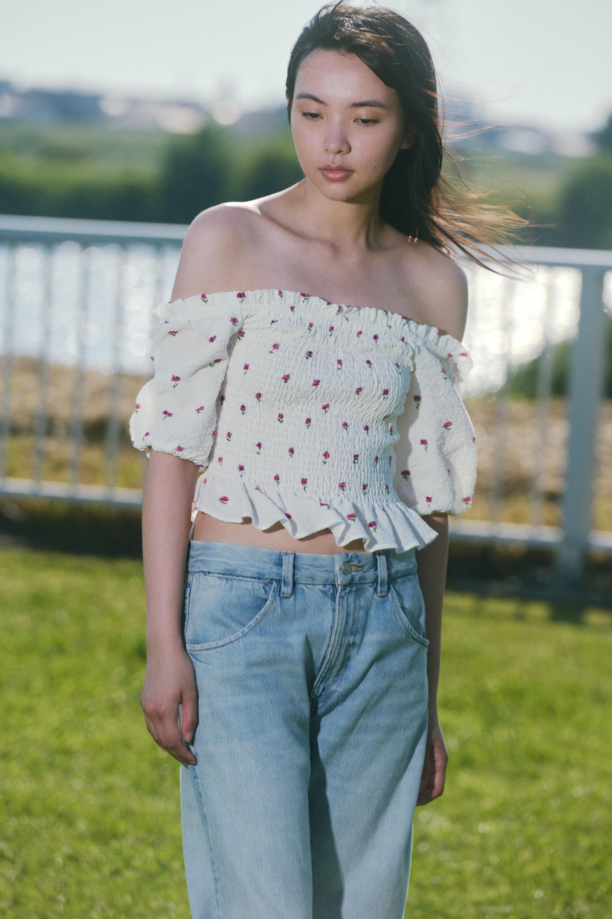 花柄プリントトップス - ピンク/ホワイト | ZARA Japan / 日本
