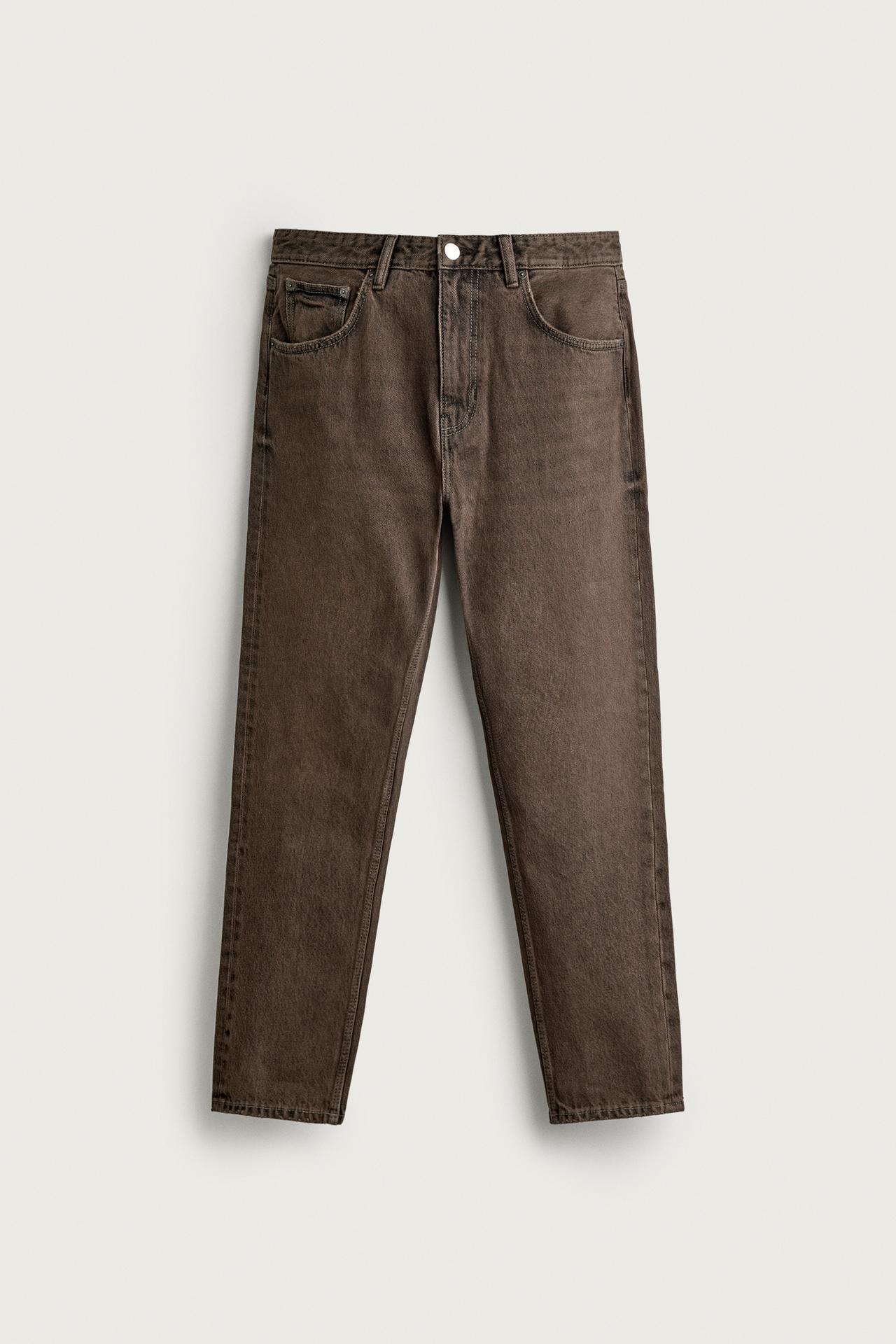 SLIM CROPPED JEANS — Brown