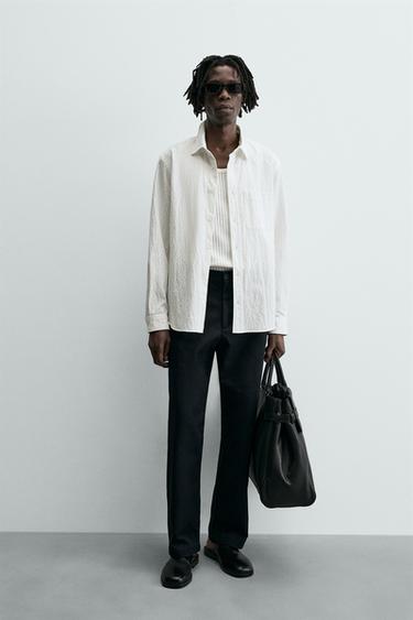 CAMISA REGULAR FIT ESTRUCTURA - Blanco roto de Zara - Imagen 0