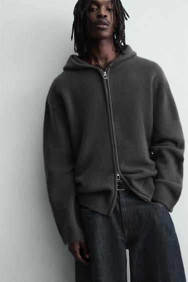 GILET EN MAILLE AVEC CAPUCHE - Gris anthracite de Zara - Image 5