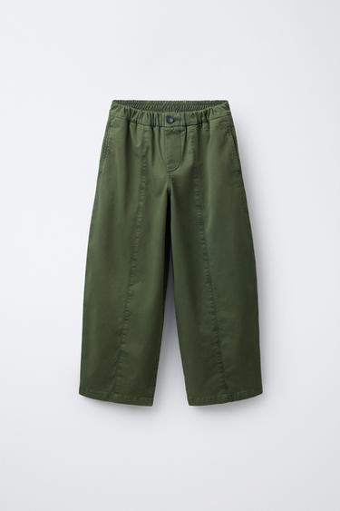 BALLOON TROUSERS WITH SEAM DETAIL - Khaki by Zara