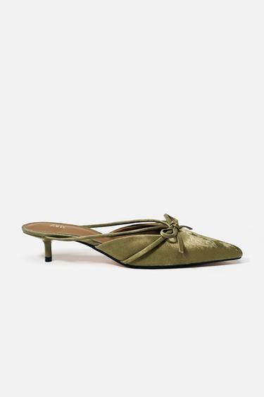 SLINGBACK FABRIC SHOES WITH BOW - Green by Zara