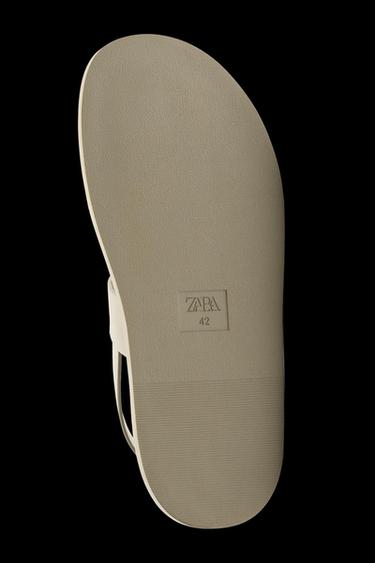 Zara STRAPPY SANDALS - Ecru