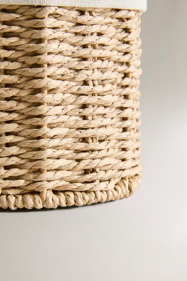 ROUND BASKET WITH COTTON LINING - Light beige by Zara - Image 3
