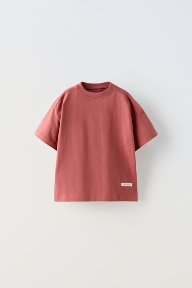 تيشرت MEDIUM WEIGHT ببطاقة - أحمر فاتح الخاص بـ Zara