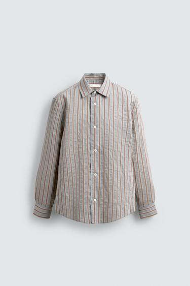 STRIPED FLOWING SHIRT - Light blue by Zara