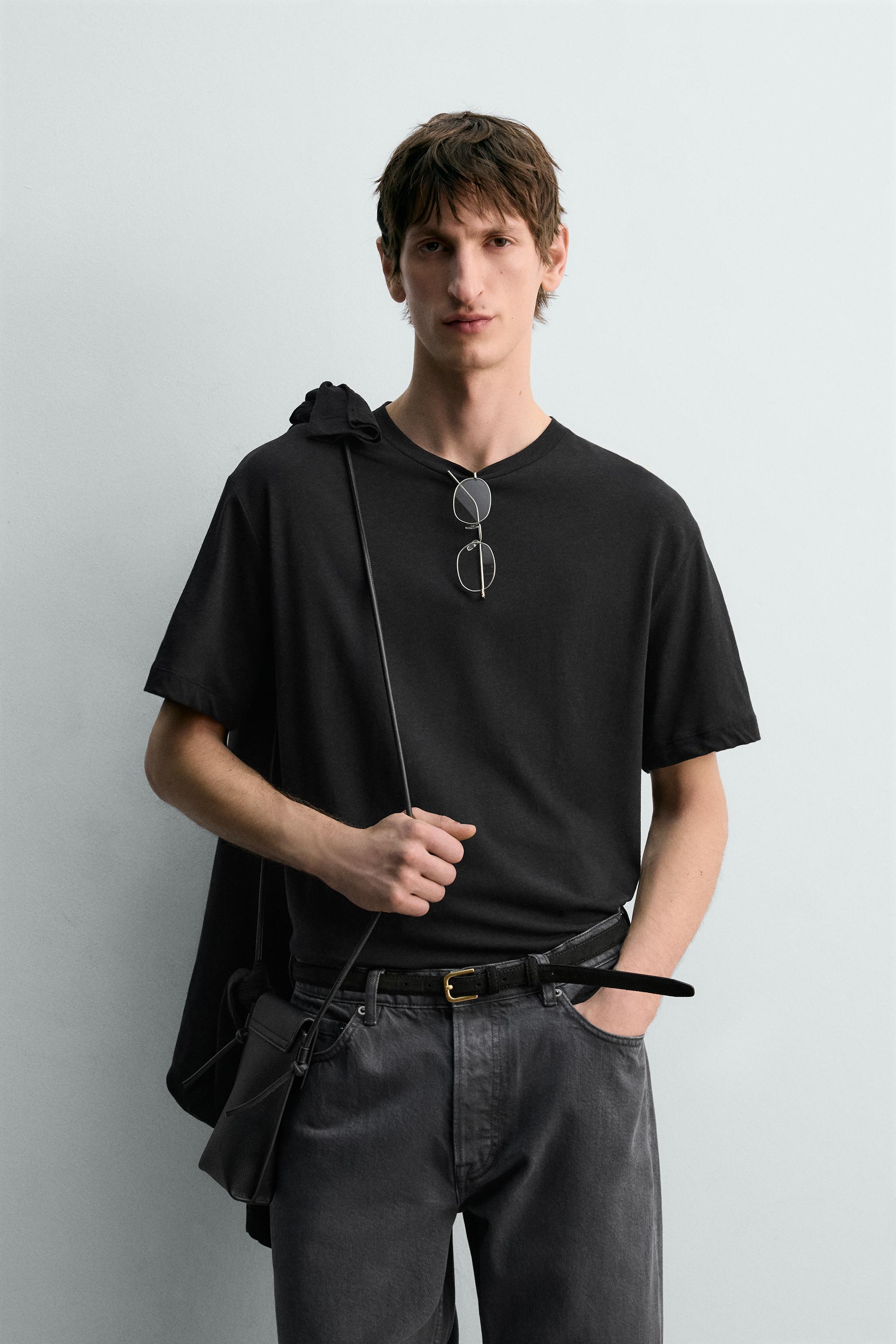 RELAXED FIT COTTON - LINEN T-SHIRT