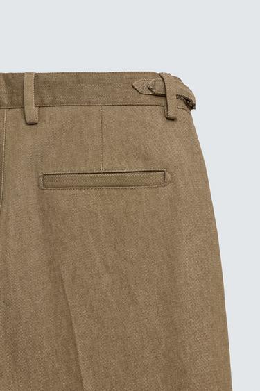 PANTALON STRAIGHT FIT À PASSANTS - Beige de Zara - Image 9