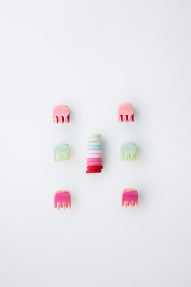 BOX OF HAIR BANDS AND CLIPS - Multicoloured by Zara
