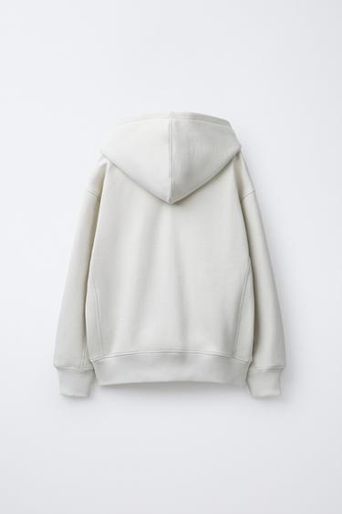 SPORTY HOODIE WITH SLOGAN PRINT - Ecru by Zara - Image 1