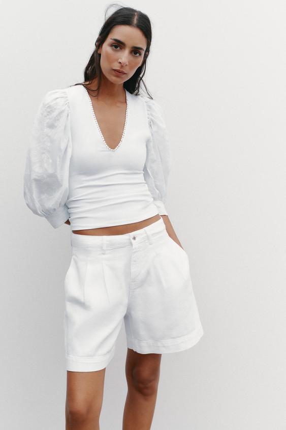 PUFF SLEEVE EMBROIDERED FLORAL BLOUSE