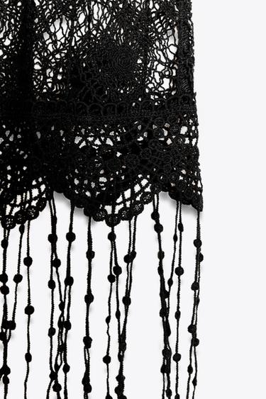 FRINGED CROCHET WAISTCOAT - Black by Zara - Image 5