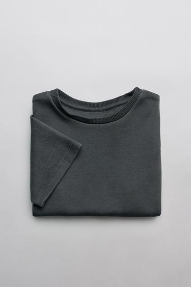 PLAIN INTERLOCK T-SHIRT - Anthracite grey by Zara