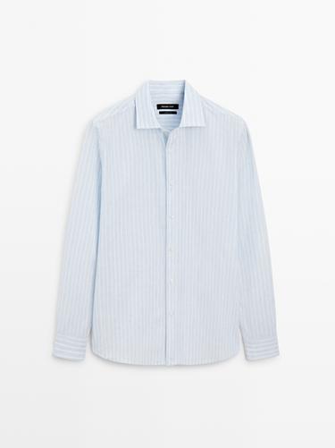 Chemise regular fit à rayures en coton mélangé - rayures de Zara