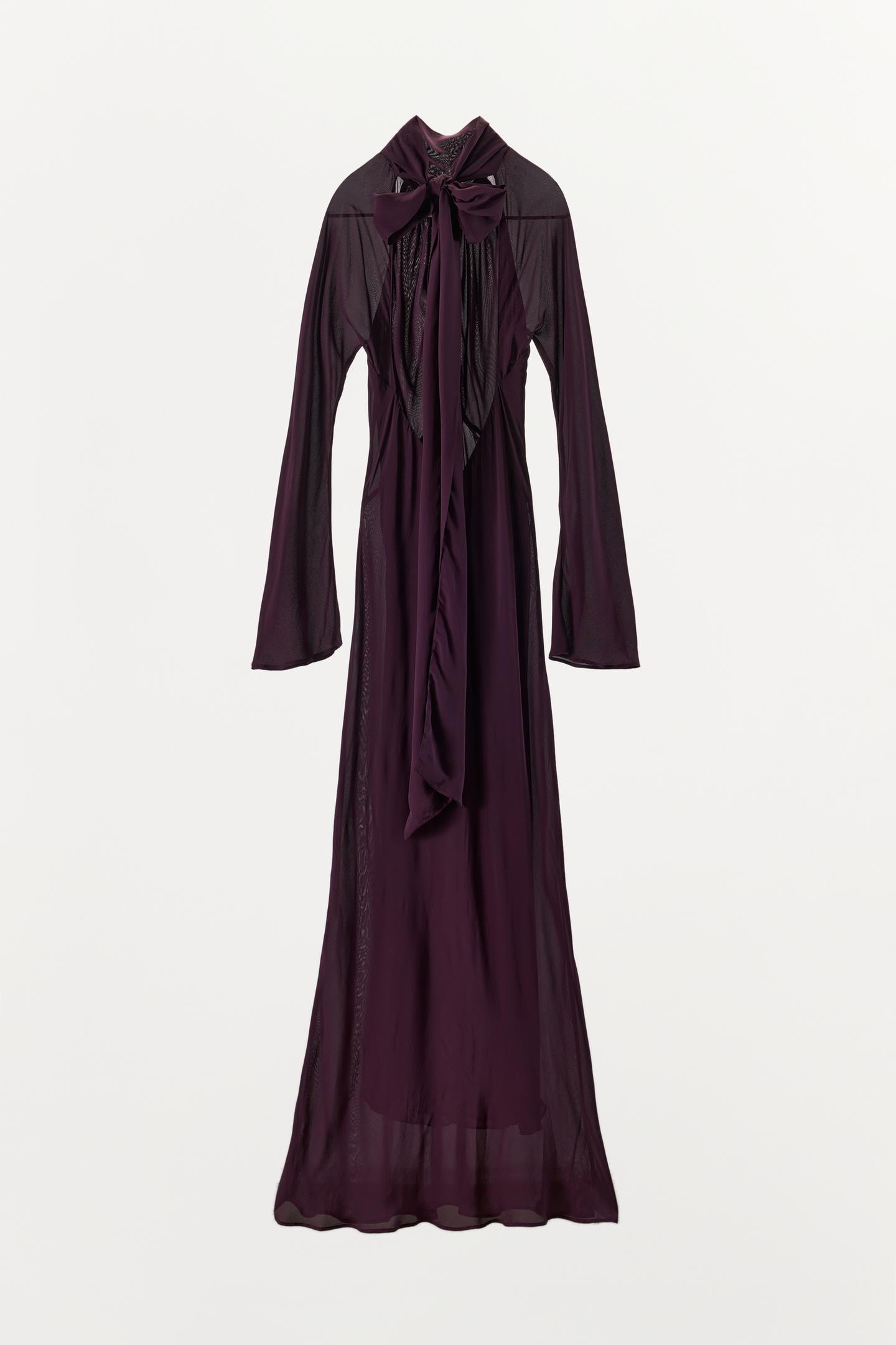 Женское платье Zara ZW Collection Cut-Out Maxi, цвет: Баклажановый — фото 10